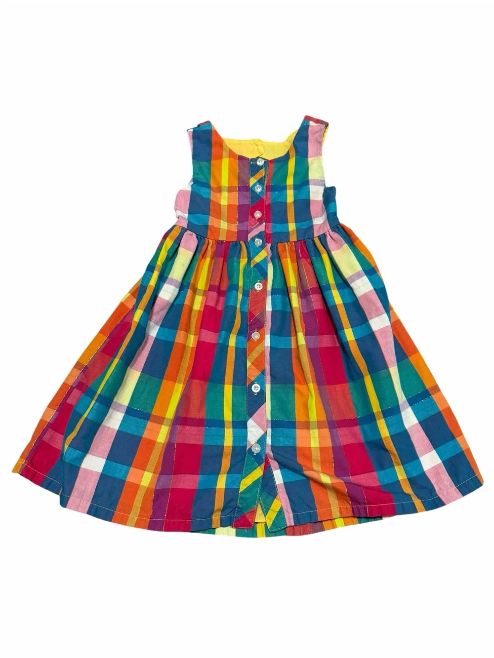 Penelope Mack Girls Multicolor Plaid Dress Back Cutout | Gold Lurex | Size 5‎